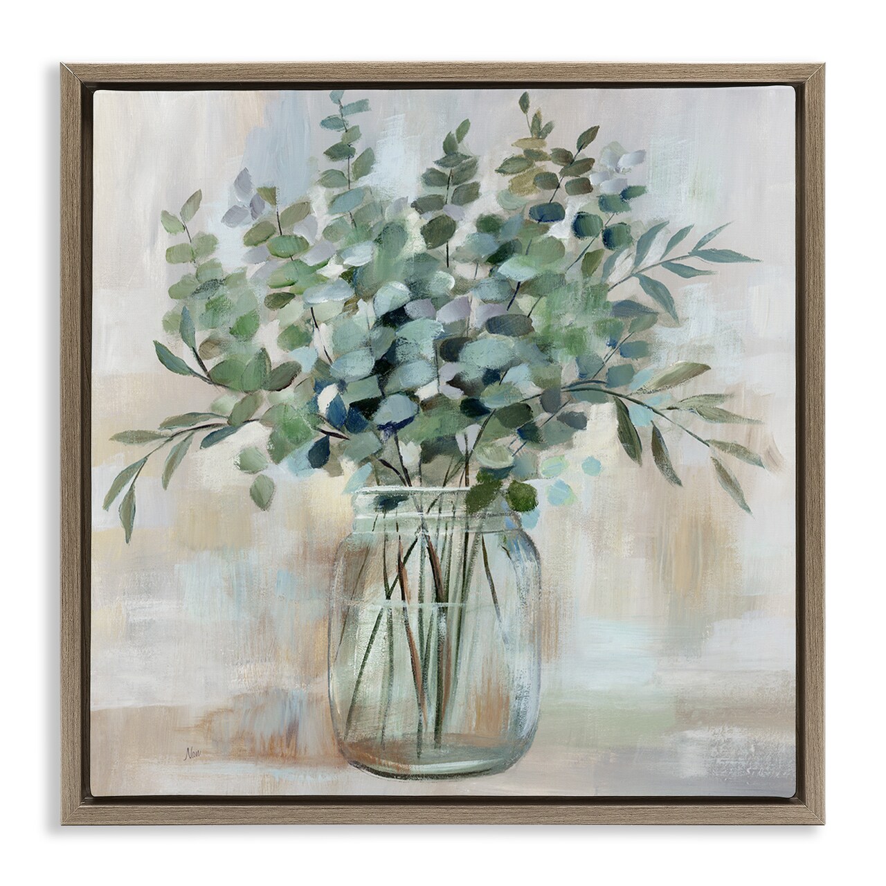 Stupell Industries Soothing Eucalyptus Herb Arrangement Framed Floater Canvas Wall Art